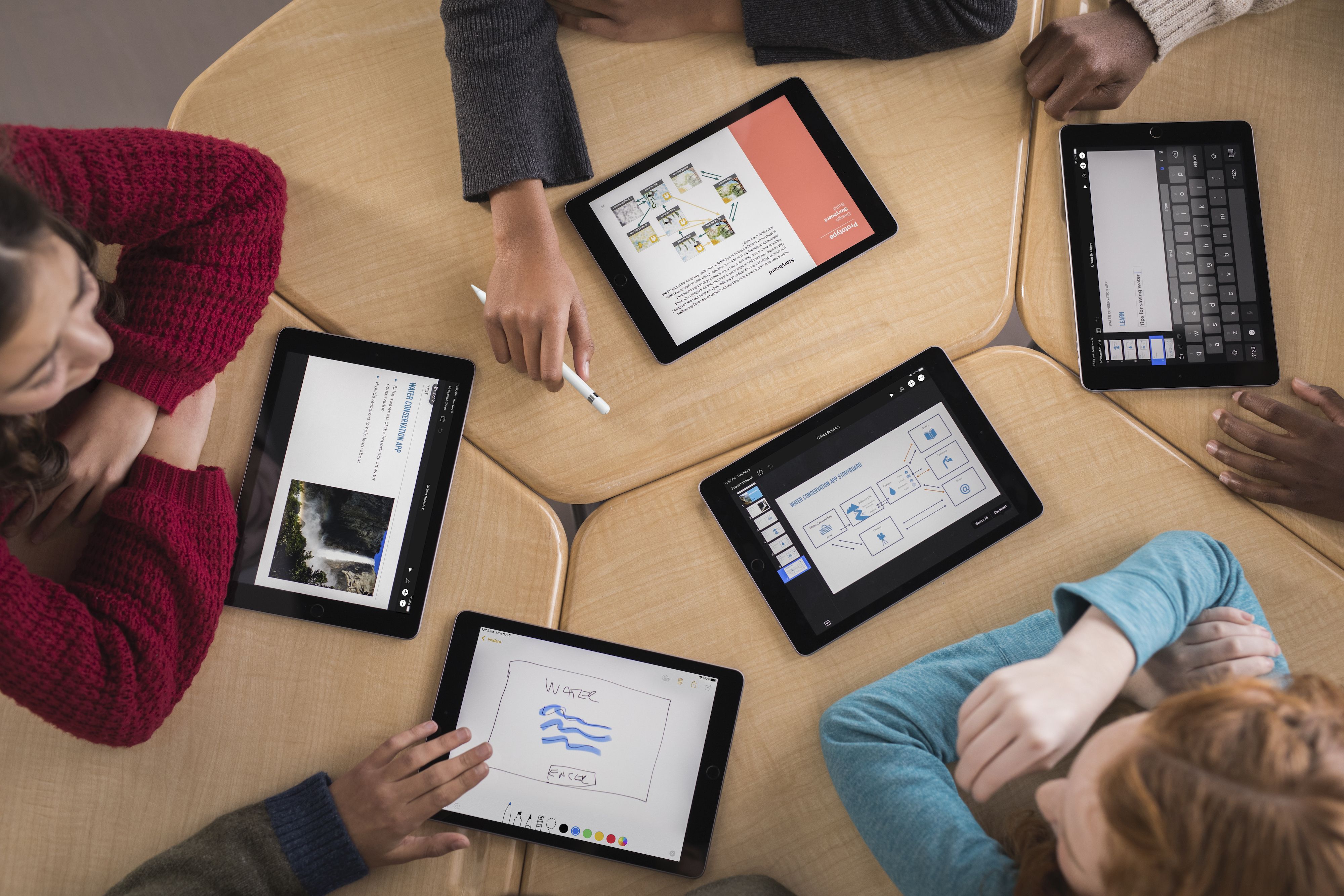 iPad devices used in a classroom for educational purposes in a year group