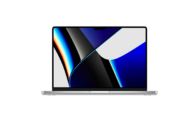 MacBook Pro 16in, M1 Max chip with 10‑core CPU and 32‑core GPU, 32GB RAM, 1TB SSD.